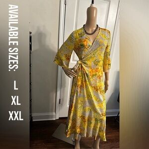 New-Floral Print Full Wrap Dress